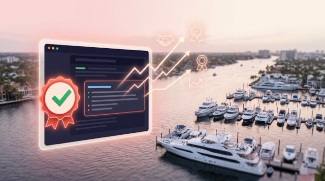 Abstract visualization of AI platforms (ChatGPT, Perplexity, Claude, Gemini) connected in network around Miami business visibility