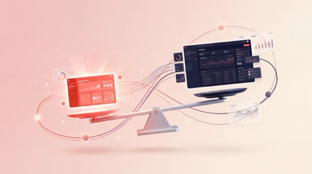 Split-screen comparison of Askable.dev and Scrunch AI enterprise GEO platform dashboards